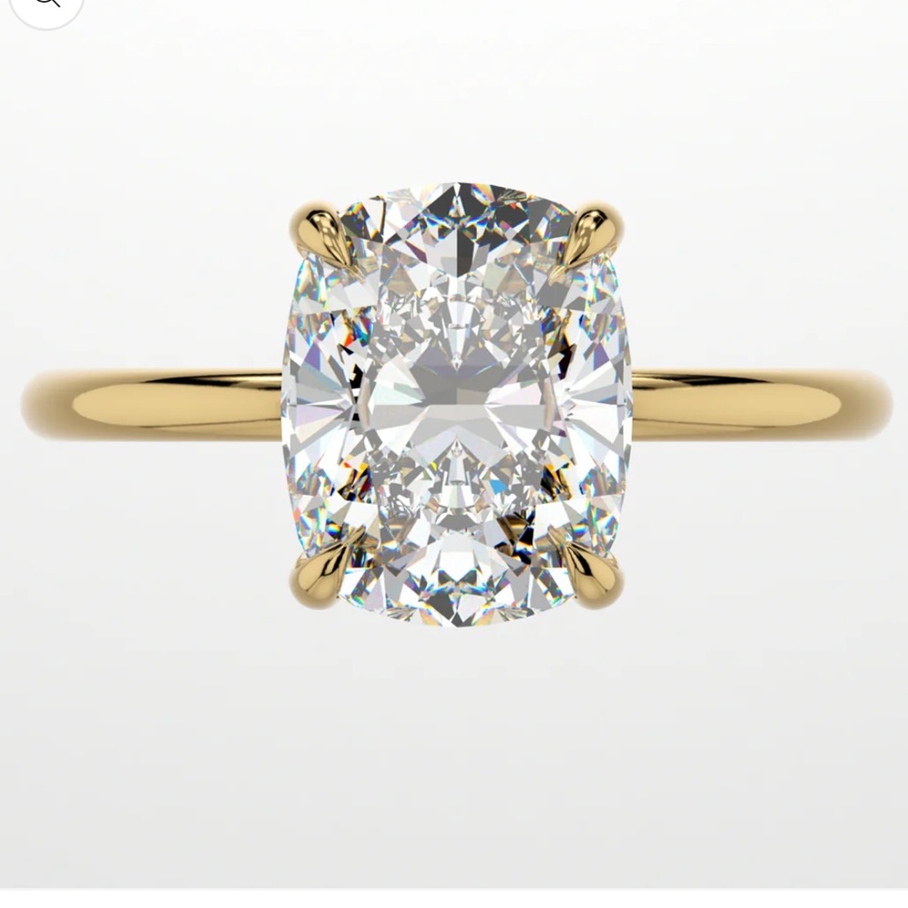 East West Gem Co 3.2ct Cushion Cut Moissanite Engagement Ring